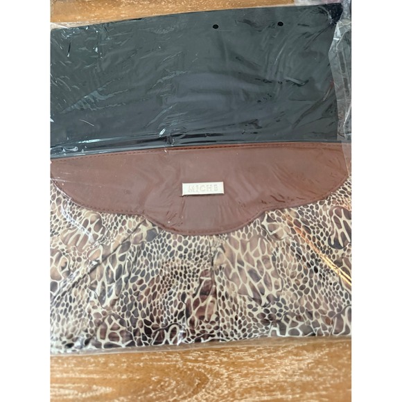 MICHE Clutch Handbag Brown Leopard Print Convertible Wallet Organizer shell only - Picture 1 of 5